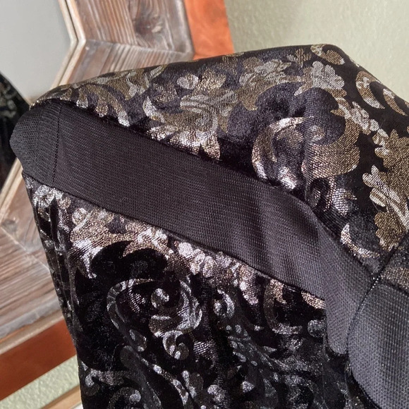 Scarlett Velvet Mesh Panel Metallic Filigree Dress Holiday Size 10 Glamorous - Picture 8 of 15